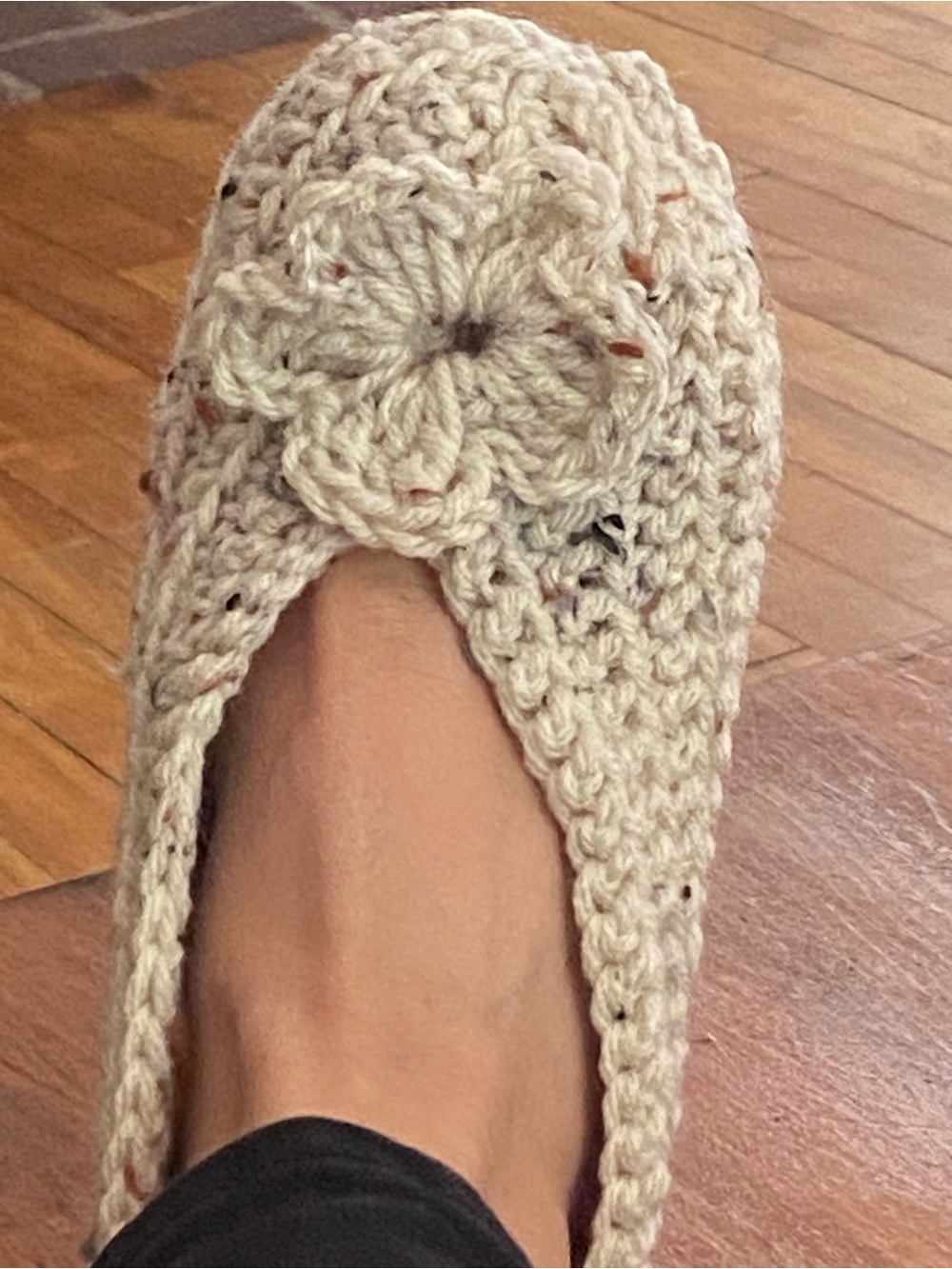 Handmade Cream Crochet Flower Ballet Slipper Socks